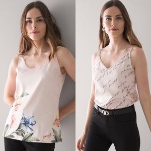 White House Black Market Floral Script Reversible Cami New